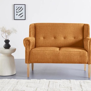 2-Sitzer HOME AFFAIRE Moro Sofas Gr. B/H/T: 142 cm x 99 cm x 73 cm, Velours, gelb 2-Sitzer Sofas