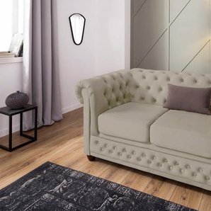 Chesterfield-Sofa HOME AFFAIRE New Castle Sofas Gr. B/H/T: 148 cm x 72 cm x 86 cm, Samtoptik, beige Chesterfieldsofas mit hochwertiger Knopfheftung in Chesterfield-Design, BTH: 1488672