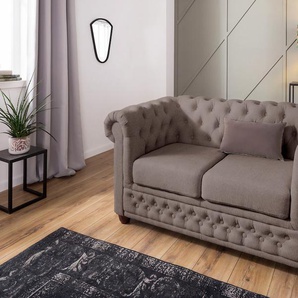 Chesterfield-Sofa HOME AFFAIRE New Castle Sofas Gr. B/H/T: 148 cm x 72 cm x 86 cm, Struktur weich, grau (taupe) Chesterfieldsofas mit hochwertiger Knopfheftung in Chesterfield-Design, BTH: 1488672