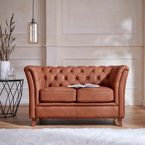 Chesterfield-Sofa HOME AFFAIRE Reims Sofas Gr. B/H/T: 150 cm x 76 cm x 88 cm, NaturLEDER, braun (cognac) Chesterfieldsofas mit echter Chesterfield-Knopfheftung, hochwertige Verarbeitung