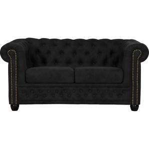 Chesterfield-Sofa HOME AFFAIRE Rysum Sofas Gr. B/H/T: 148 cm x 72 cm x 86 cm, Luxus-Microfaser in Lederoptik, grau (anthrazit) Chesterfieldsofas Chesterfield-Optik, in 2 Bezugsqualitäten