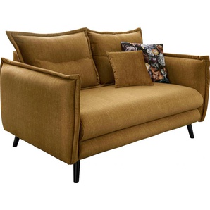 2-Sitzer INOSIGN Lazio Sofas Gr. B/H/T: 162 cm x 94 cm x 110 cm, Veloursstoff, gelb 2-Sitzer Sofas inklusive 1 Stk. Wende- und Zierkissen