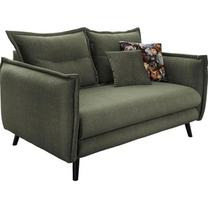 2-Sitzer INOSIGN Lazio Sofas Gr. B/H/T: 162 cm x 97 cm x 110 cm, Velours, grün (dunkelgrün) 2-Sitzer Sofas inklusive 1 Stk. Wende- und Zierkissen