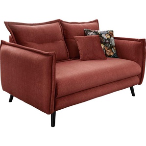 2-Sitzer INOSIGN Lazio Sofas Gr. B/H/T: 162 cm x 97 cm x 110 cm, Velours, orange (koralle) 2-Sitzer Sofas inklusive 1 Stk. Wende- und Zierkissen