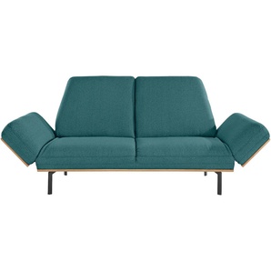 2-Sitzer INOSIGN Linny Sofas Gr. B/H/T: 232 cm x 95 cm x 95 cm, Struktur, blau (petrol) 2-Sitzer Sofas mit Arm- und Rückenfunktion Holzkranz in Wildeiche