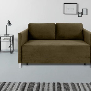 2-Sitzer INOSIGN Manlius Sofas Gr. B/H/T: 153 cm x 80 cm x 100 cm, Cord, grün (moss) 2-Sitzer Sofas mit Schlaffunktion, in einem Cord-Bezug