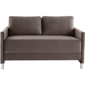 2-Sitzer INOSIGN Manlius Sofas Gr. B/H/T: 153 cm x 80 cm x 100 cm, Samtoptik, braun (dunkelbraun) 2-Sitzer Sofas mit Schlaffunktion, in verschiedenen Bezügen und Farben
