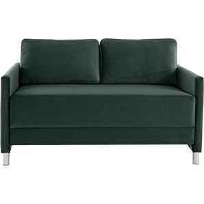 2-Sitzer INOSIGN Manlius Sofas Gr. B/H/T: 153 cm x 80 cm x 100 cm, Samtoptik, grün (dunkelgrün) 2-Sitzer Sofas mit Schlaffunktion, in verschiedenen Bezügen und Farben