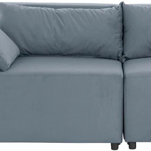 2-Sitzer INOSIGN Marva 2tlg. Sofas Gr. B/H/T: 220 cm x 89 cm x 90 cm, Samtoptik, grau (hellgrau) 2-Sitzer Sofas