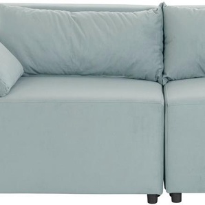 2-Sitzer INOSIGN Marva 2tlg. Sofas Gr. B/H/T: 220 cm x 89 cm x 90 cm, Samtoptik, grün (mint) 2-Sitzer Sofas beide Elemente ausziehbar für Bettfunktion, mit Bettkasten
