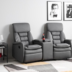 2-Sitzer Kinosofa Asti Grau/Grau Kunstleder 164 x 105 x 90cm Modern