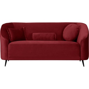 2-Sitzer LEONIQUE Ashly Sofas Gr. B/H/T: 154 cm x 81 cm x 80 cm, Samtoptik, rot 2-Sitzer Sofas in 3 Bezugsvarianten, Bouclé, Samtoptik und Struktur weich.