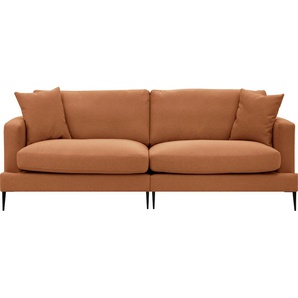 2-Sitzer LEONIQUE Cozy Sofas Gr. B/H/T: 151 cm x 80 cm x 97 cm, Strukturstoff, orange (terra) 2-Sitzer Sofas mit losen Kissen und Metallbeinen