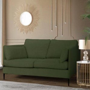 2-Sitzer LEONIQUE Light Sofas Gr. B/H/T: 130 cm x 83 cm x 92 cm, Struktur weich, grün 2-Sitzer Sofas inklusive loser Zierkissen, mit schmalen Armlehnen und Teleskopfüßen