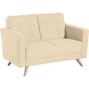 2-Sitzer MAX WINZER Julius Sofas Gr. B/H/T: 128 cm x 81 cm x 83 cm, Strukturwebstoff 16523, beige 2-Sitzer Sofas mit Knopfheftung, Breite 128 cm