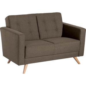 2-Sitzer MAX WINZER Julius Sofas Gr. B/H/T: 128 cm x 81 cm x 83 cm, Strukturwebstoff 16523, beige (sahara) 2-Sitzer Sofas mit Knopfheftung, Breite 128 cm