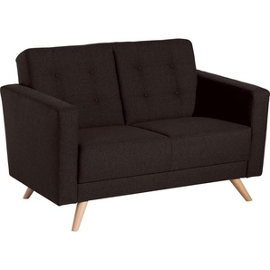 2-Sitzer MAX WINZER Julius Sofas Gr. B/H/T: 128 cm x 81 cm x 83 cm, Strukturwebstoff 16523, braun (schoko) 2-Sitzer Sofas mit Knopfheftung, Breite 128 cm