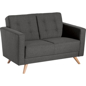 2-Sitzer MAX WINZER Julius Sofas Gr. B/H/T: 128 cm x 81 cm x 83 cm, Strukturwebstoff 16523, grau (anthrazit) 2-Sitzer Sofas mit Knopfheftung, Breite 128 cm