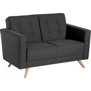 2-Sitzer MAX WINZER Julius Sofas Gr. B/H/T: 128 cm x 81 cm x 83 cm, Strukturwebstoff 16523, grau (graphit) 2-Sitzer Sofas mit Knopfheftung, Breite 128 cm