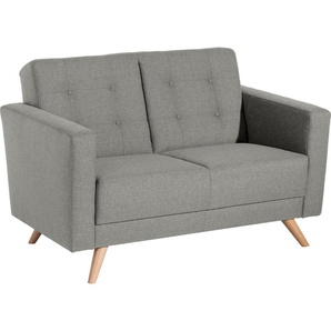 2-Sitzer MAX WINZER Julius Sofas Gr. B/H/T: 128 cm x 81 cm x 83 cm, Strukturwebstoff 16523, grau (hellgrau) 2-Sitzer Sofas mit Knopfheftung, Breite 128 cm