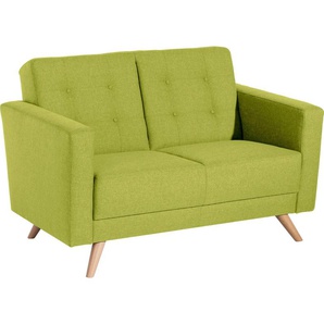 2-Sitzer MAX WINZER Julius Sofas Gr. B/H/T: 128 cm x 81 cm x 83 cm, Strukturwebstoff 16523, grün (apfel) 2-Sitzer Sofas mit Knopfheftung, Breite 128 cm