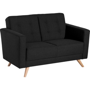 2-Sitzer MAX WINZER Julius Sofas Gr. B/H/T: 128 cm x 81 cm x 83 cm, Strukturwebstoff 16523, schwarz 2-Sitzer Sofas mit Knopfheftung, Breite 128 cm
