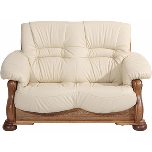 2-Sitzer MAX WINZER Texas Sofas Gr. B/H/T: 147 cm x 95 cm x 98 cm, Kunstleder SOFTLUX, beige 2-Sitzer Sofas mit dekorativem Holzgestell, Breite 147 cm