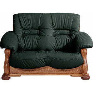 2-Sitzer MAX WINZER Texas Sofas Gr. B/H/T: 147 cm x 95 cm x 98 cm, NaturLEDER, grün (dunkelgrün) 2-Sitzer Sofas mit dekorativem Holzgestell, Breite 147 cm