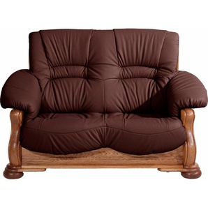 2-Sitzer MAX WINZER Texas Sofas Gr. B/H/T: 147 cm x 95 cm x 98 cm, NaturLEDER, rot (burgund) 2-Sitzer Sofas mit dekorativem Holzgestell, Breite 147 cm