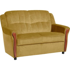 2-Sitzer MAX WINZER Trier Sofas Gr. B/H/T: 130 cm x 88 cm x 83 cm, Microfaser 24258, gelb (mais) 2-Sitzer Sofas mit Sichtholzschabracken, Breite 130 cm