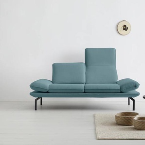 2-Sitzer OTTO PRODUCTS Bennid Sofas Gr. B/H/T: 208 cm x 83 cm x 95 cm, Struktur (recyceltes Polyester), Sitzbreite 65 cm, mit Arm- und Rückenfunktion, blau (eisblau) 2-Sitzer Sofas