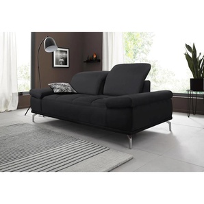 2-Sitzer PLACES OF STYLE Caluna Sofas Gr. B/H/T: 202 cm x 97 cm x 111 cm, Flachgewebe, schwarz 2-Sitzer Sofas mit Sitztiefen- und Kopfteilverstellung