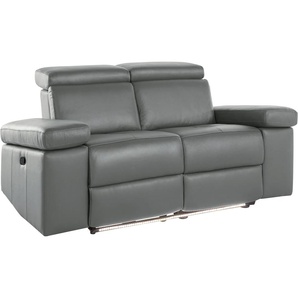 2-Sitzer PLACES OF STYLE Kilado Sofas Gr. B/H/T: 172 cm x 98 cm x 99 cm, Kunstleder, manuelle Rela x funktion auf linker Seite, grau 2-Sitzer Sofas mit Relaxfunktion, verstellbarer Armlehne, Kopfteilverstellung