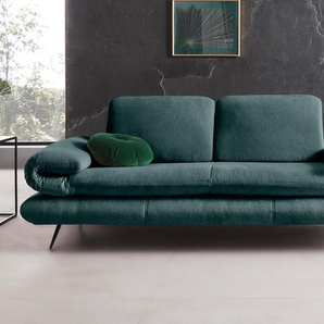 2-Sitzer PLACES OF STYLE Milano Sofas Gr. B/H/T: 204 cm x 83 cm x 98 cm, Struktur, ohne Armlehnenfunktion-ohne Rückenfunktion, blau (petrol) 2-Sitzer Sofas