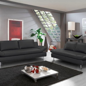 2-Sitzer PLACES OF STYLE Redding Sofas Gr. B/H/T: 191 cm x 80 cm x 90 cm, NaturLEDER Madras, schwarz 2-Sitzer Sofas In Naturleder