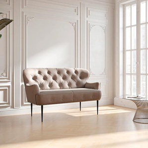 2-Sitzer PLACES OF STYLE Sofas Gr. B/H/T: 153 cm x 97 cm x 87 cm, Struktur weich, grau (taupe) 2-Sitzer Sofas mit Knopfheftung,in verschieden Stoffarten