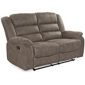 2-Sitzer-Relaxsofa Couch Liegefunktion Federkernpolster Stoff Vintage Grau Braun / 15133