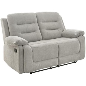 2-Sitzer-Relaxsofa Federkern mit Liegefunktion Zweier-Couch Stoff Chenille Grau / 15502