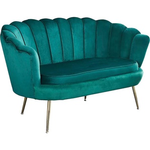 2-Sitzer SALESFEVER Clam Sofas Gr. B/H/T: 136 cm x 78 cm x 76 cm, Samtvelours, grün 2-Sitzer Sofas extravagantes Muscheldesign, Breite 136 cm