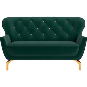2-Sitzer SIT&MORE Orient 3 V Sofas Gr. B/H/T: 153 cm x 89 cm x 88 cm, Samtoptik, grün (dunkelgrün) 2-Sitzer Sofas