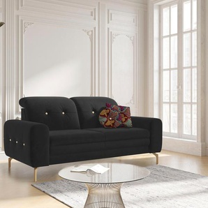 2-Sitzer SIT&MORE Orient 4 V Sofas Gr. B/H/T: 176 cm x 80 cm x 101 cm, Samtoptik, ohne Kopfteilverstellung, schwarz 2-Sitzer Sofas inkl. 2 Zierkissen und Strass-Stein an Rücken- Armlehnen