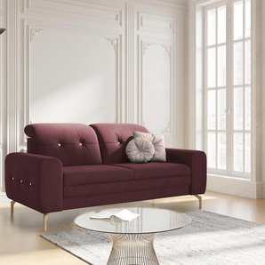 2-Sitzer SIT&MORE Orient 4 V Sofas Gr. B/H/T: 176 cm x 80 cm x 101 cm, Soft clean, mit Kopfteilverstellung, rot (bordeaux) 2-Sitzer Sofas inkl. 2 Zierkissen und Strass-Stein an Rücken- Armlehnen