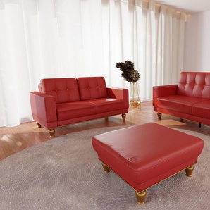 2-Sitzer SIT&MORE Orient 5 V Sofas Gr. B/H/T: 165 cm x 90 cm x 97 cm, Kunstleder, rot (loud red) 2-Sitzer Sofas Rückenkissen mit Strass-Stein, goldfarbene Applikationen