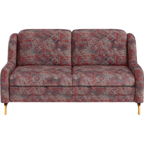 2-Sitzer SIT&MORE Orient Sofas Gr. B/H/T: 166 cm x 91 cm x 109 cm, Jacquard, mit Kopfteilverstellung, rot 2-Sitzer Sofas inkl. 2 Zierkissen mit Strass-Stein, goldfabene Metallfüße