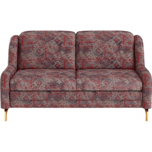 2-Sitzer SIT&MORE Orient Sofas Gr. B/H/T: 166 cm x 91 cm x 109 cm, Jacquard, ohne Kopfteilverstellung, rot 2-Sitzer Sofas inkl. 2 Zierkissen mit Strass-Stein, goldfabene Metallfüße