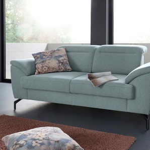 2-Sitzer SIT&MORE Percy Sofas Gr. B/H/T: 197 cm x 80 cm x 112 cm, Feinstruktur, mit schwarzem Nickelfuß, blau (aqua) 2-Sitzer Sofas