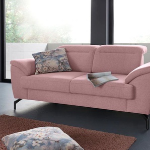2-Sitzer SIT&MORE Percy Sofas Gr. B/H/T: 197 cm x 80 cm x 112 cm, Feinstruktur, mit schwarzem Nickelfuß, rosa (altrosa) 2-Sitzer Sofas