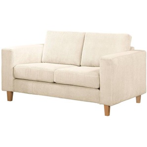 2-Sitzer Sofa Beige Cordstoff Poppy 154 x 86 x 90cm Skandi