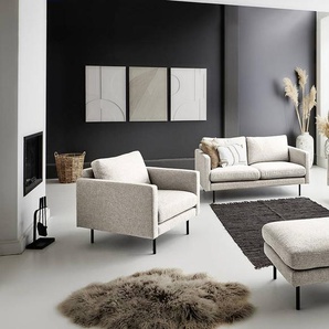 2-Sitzer Sofa Beige Strukturstoff Foxy 156 x 82 x 94cm Skandi