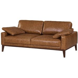 2-Sitzer Sofa Braun Echtleder Cerys 176 x 81 x 96cm Dunkelbraun Industrial